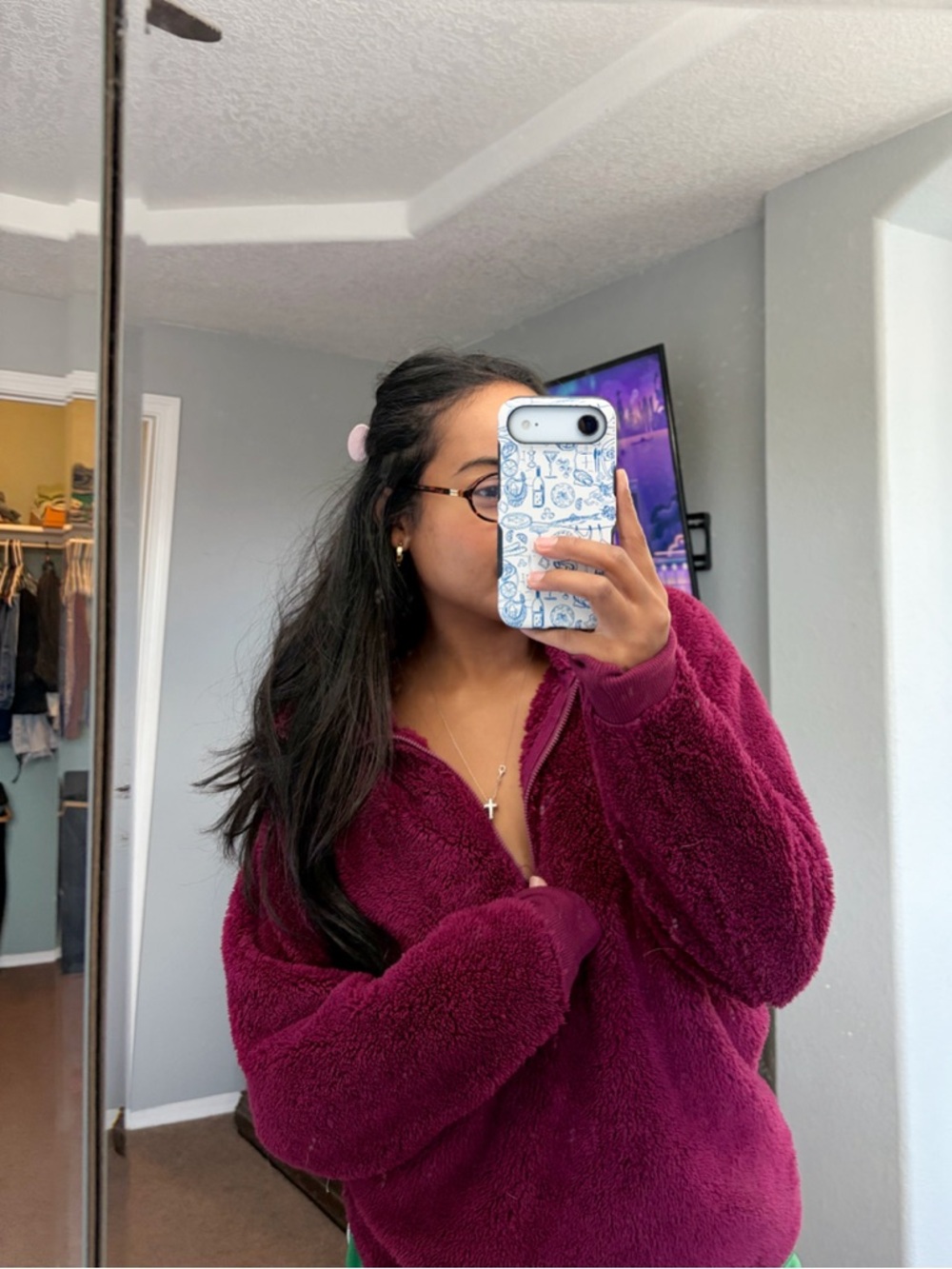 Eddie Bauer Plush Sherpa Zip Jacket - Berry Plum
